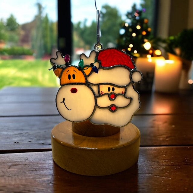 Glass Cover- Reindeer & Santa
