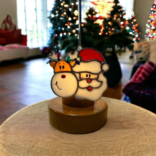 Glass Cover- Reindeer & Santa