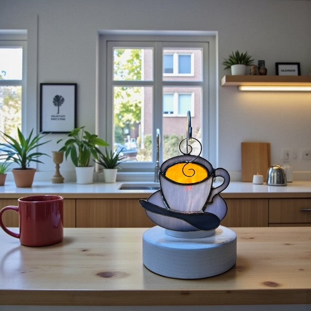 Glass Cover- Coffee Time (Light Blue Glass)