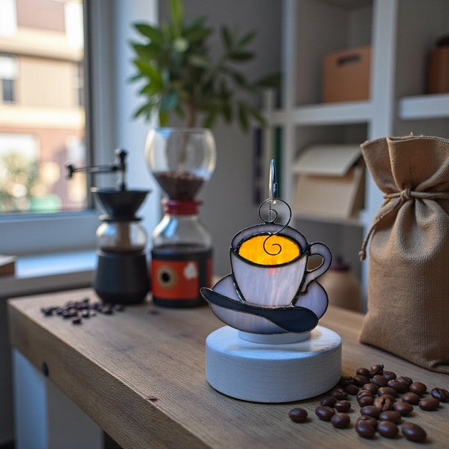 Glass Cover- Coffee Time (Light Blue Glass)