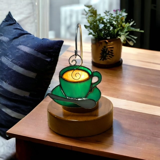 Glass Cover- Coffee Time (Teal Glass)