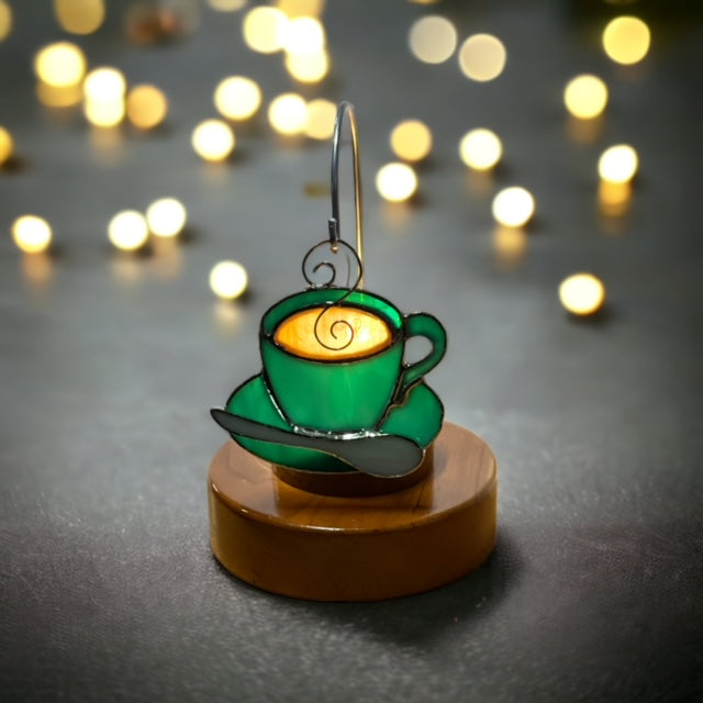 Glass Cover- Coffee Time (Teal Glass)