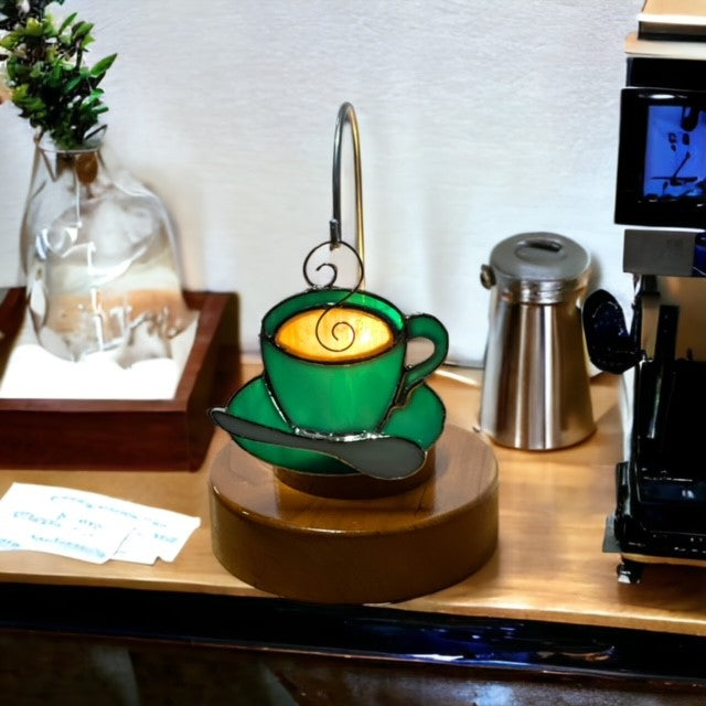 Glass Cover- Coffee Time (Teal Glass)