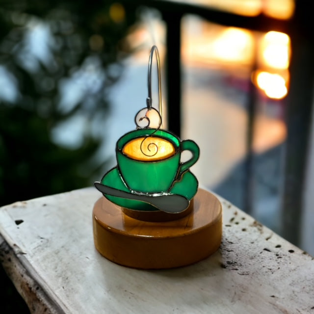 Glass Cover- Coffee Time (Teal Glass)