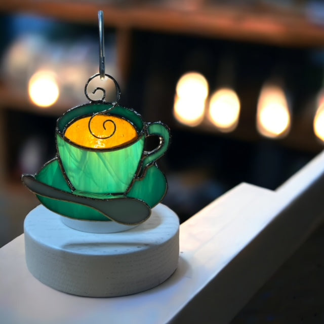 Glass Cover- Coffee Time (Teal Glass)