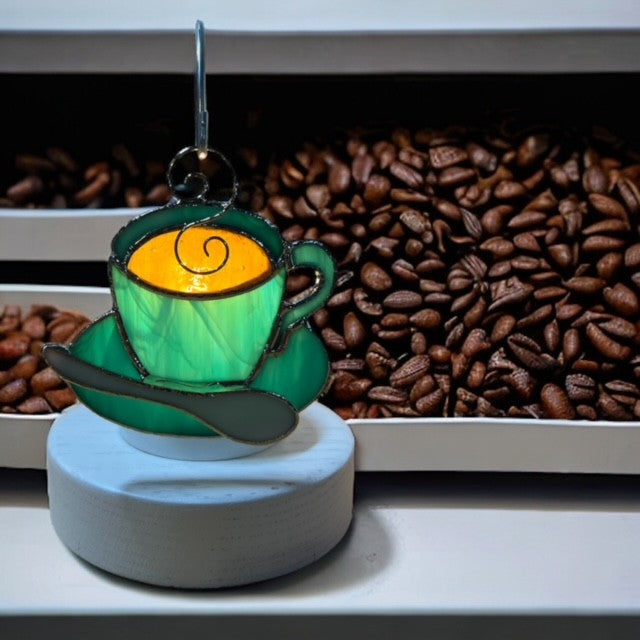 Glass Cover- Coffee Time (Teal Glass)