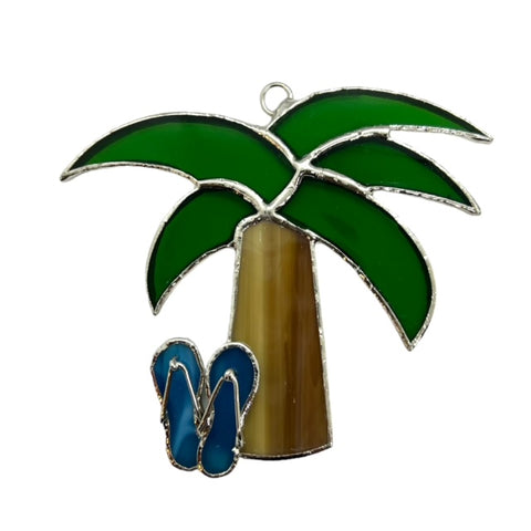 Glass Cover- Palm Tree with Flip Flops