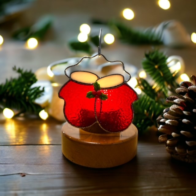 Glass Cover- Red Holiday Mittens
