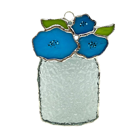 Glass Cover- Flowers Clear Ball Jar