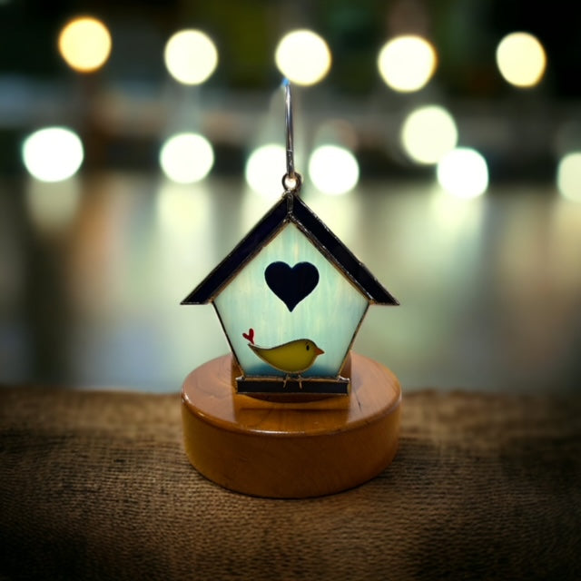 Glass Cover- Birdhouse with Heart