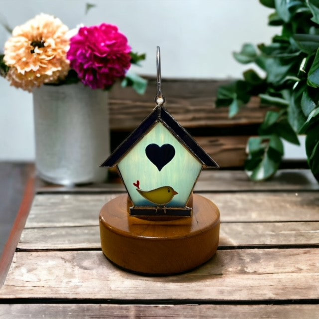 Glass Cover- Birdhouse with Heart