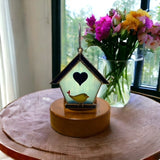 Glass Cover- Birdhouse with Heart