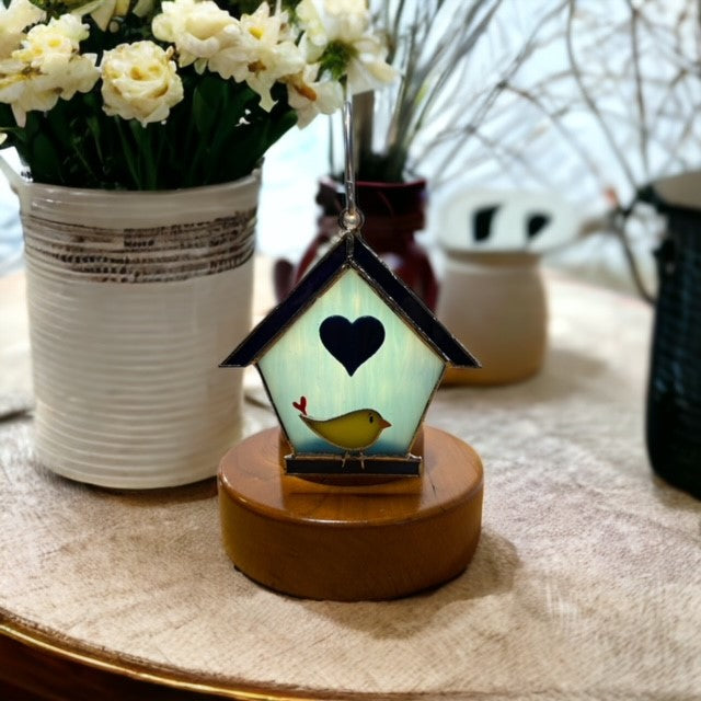 Glass Cover- Birdhouse with Heart