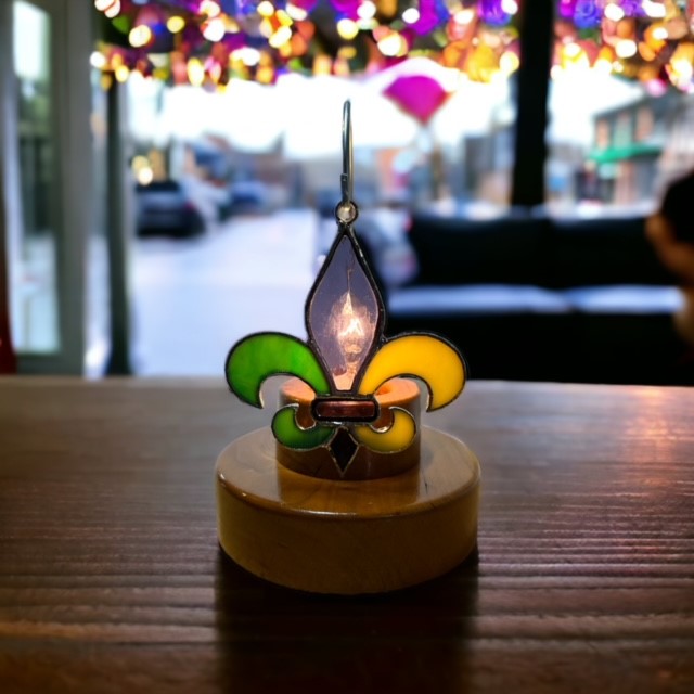 Glass Cover- Mardi Gras Fleur De Lis