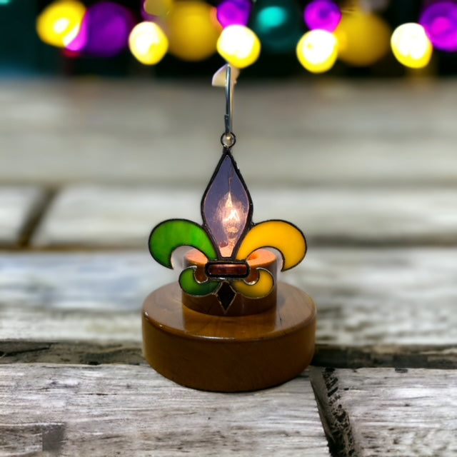 Glass Cover- Mardi Gras Fleur De Lis
