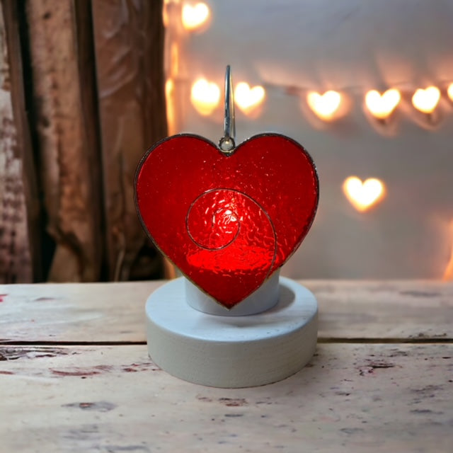 Glass Cover- Heart with Wire / RED