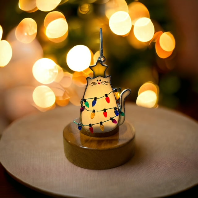 Glass Cover- Christmas Cat "Meow-y Christmas"