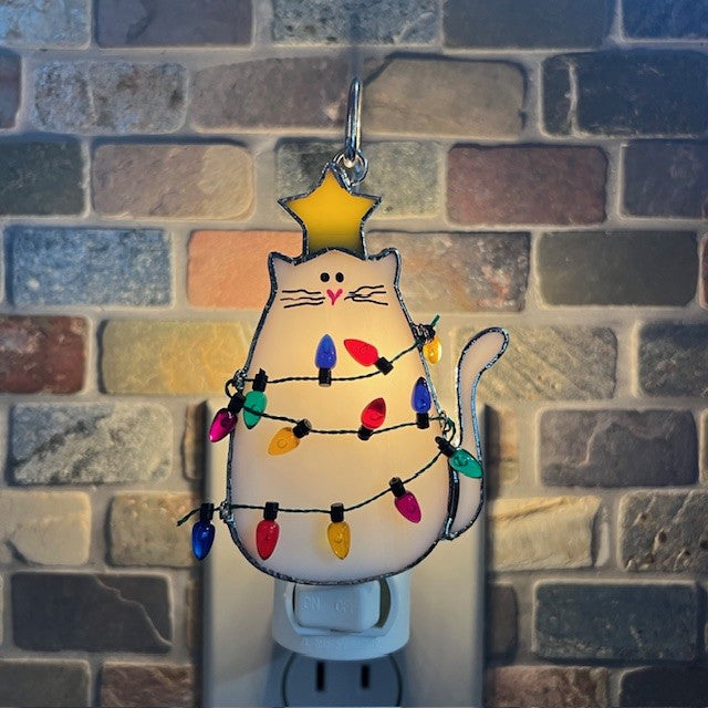 Glass Cover- Christmas Cat "Meow-y Christmas"