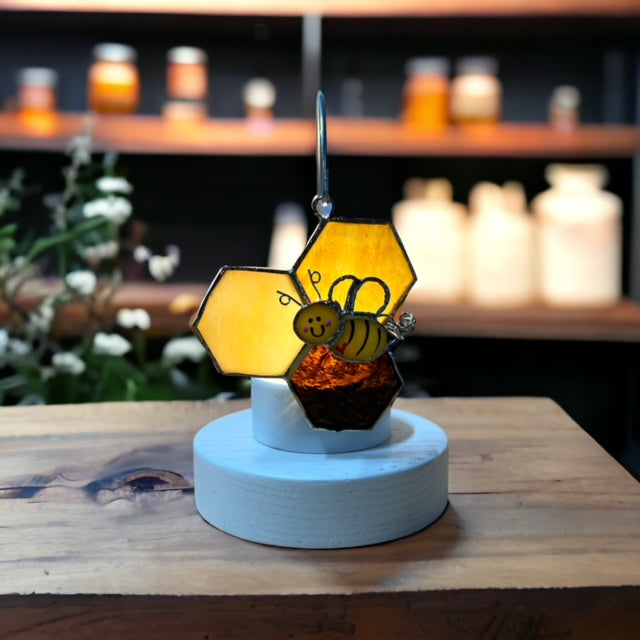 Glass Cover- Bee / Honeycomb