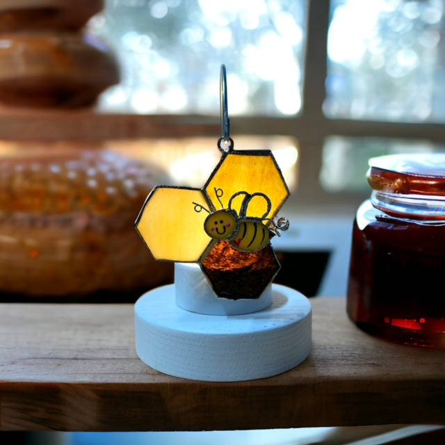 Glass Cover- Bee / Honeycomb