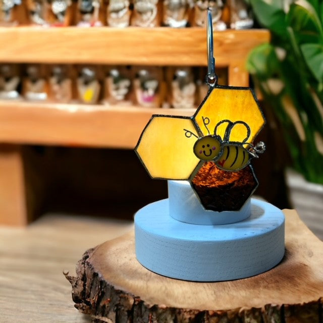 Glass Cover- Bee / Honeycomb