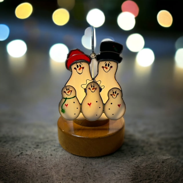 Glass Cover- Snowfamily 3 babies
