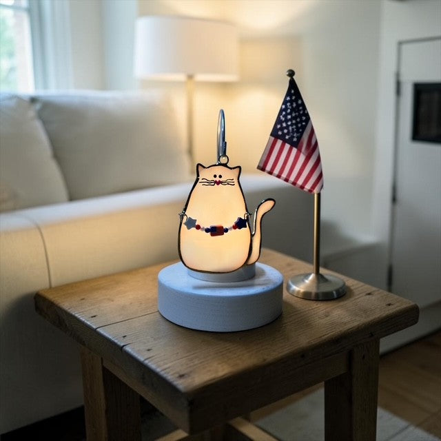 Glass Cover- Cat with 3 Interchangeable Seasonal Swags (Coming Soon)