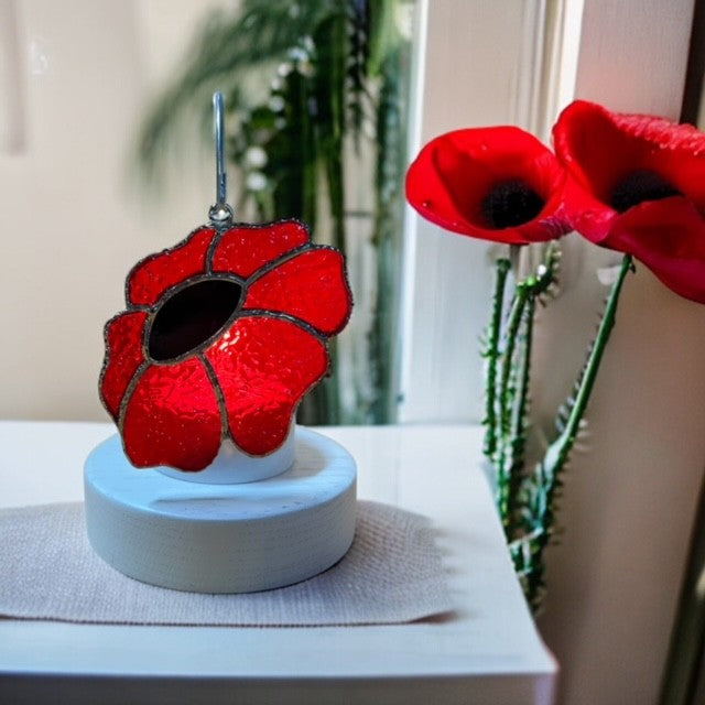 Glass Cover- Poppy Flower