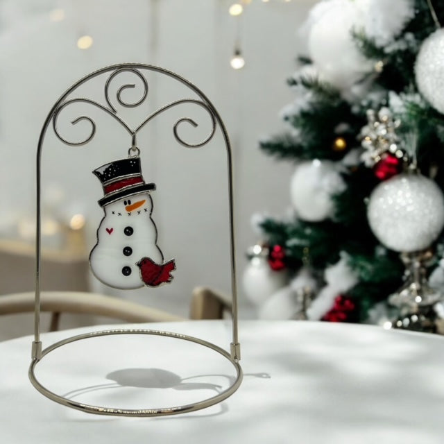 Glass Cover- Cardinal Snowman