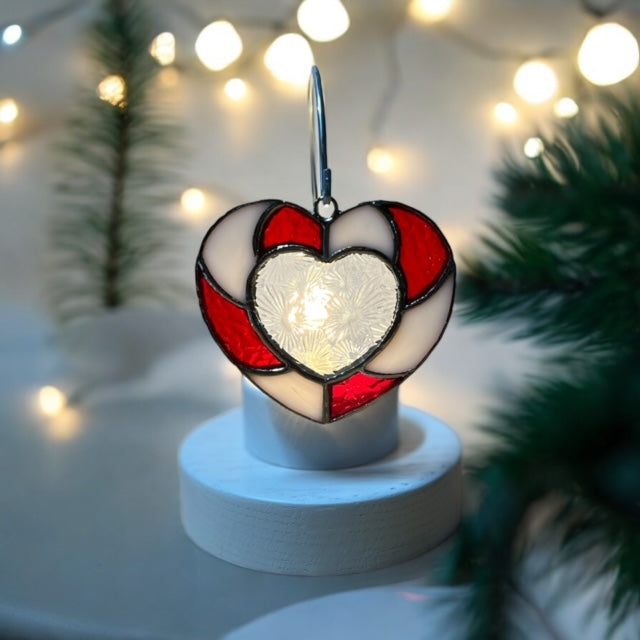 Glass Cover- Candy Cane Heart