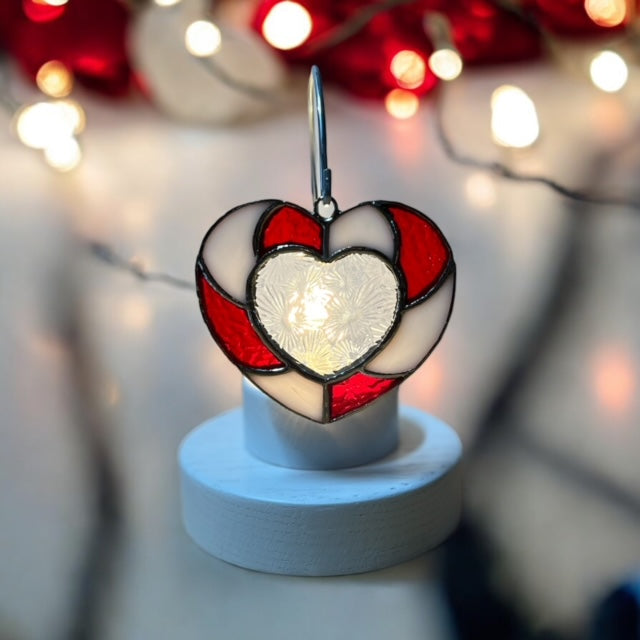 Glass Cover- Candy Cane Heart