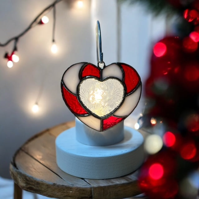 Glass Cover- Candy Cane Heart