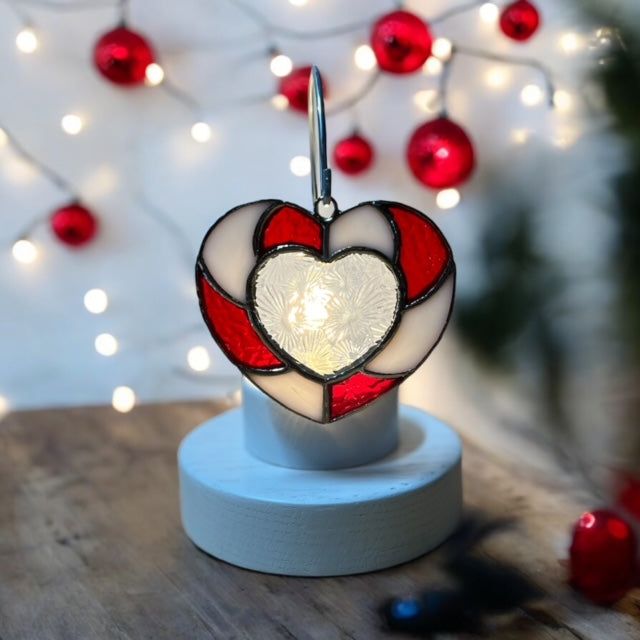 Glass Cover- Candy Cane Heart