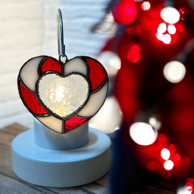 Glass Cover- Candy Cane Heart