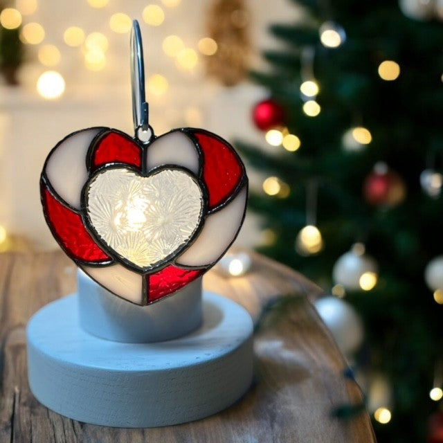 Glass Cover- Candy Cane Heart