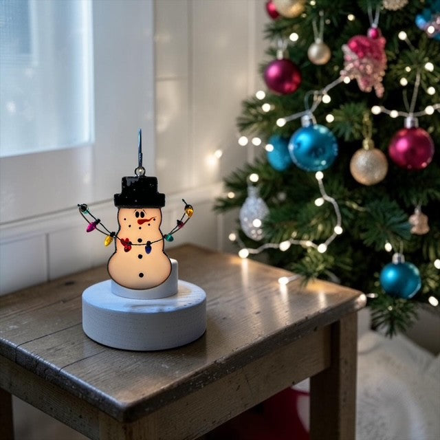 Glass Cover- Christmas Light Snowman (Black Winter Hat) Coming Soon