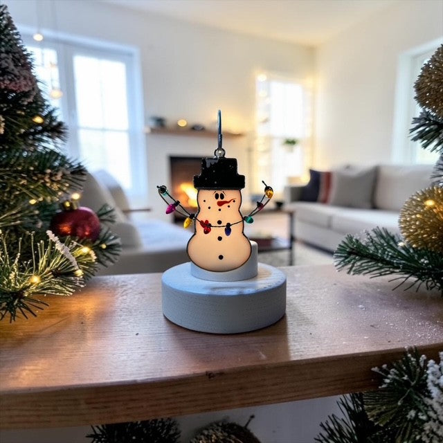 Glass Cover- Christmas Light Snowman (Black Winter Hat) Coming Soon