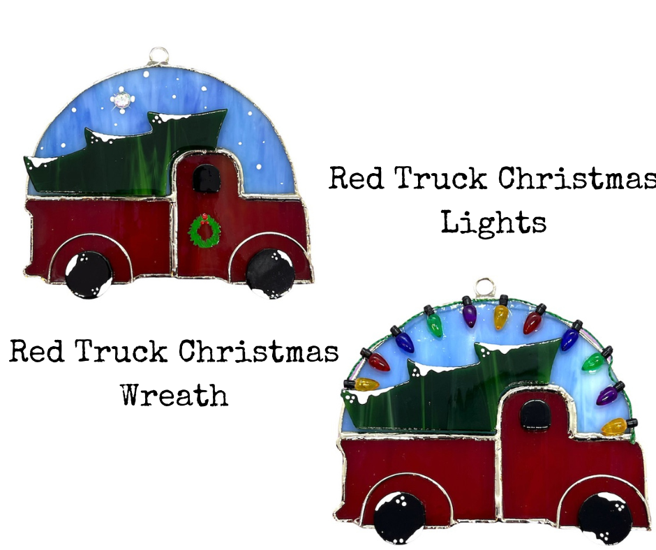 Glass Cover- Red Truck Christmas