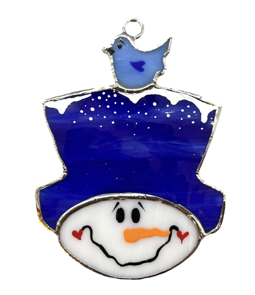 Glass Cover- Snowman with Bird