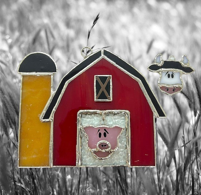 Glass Cover- Barn with Switchable Cow/Pig