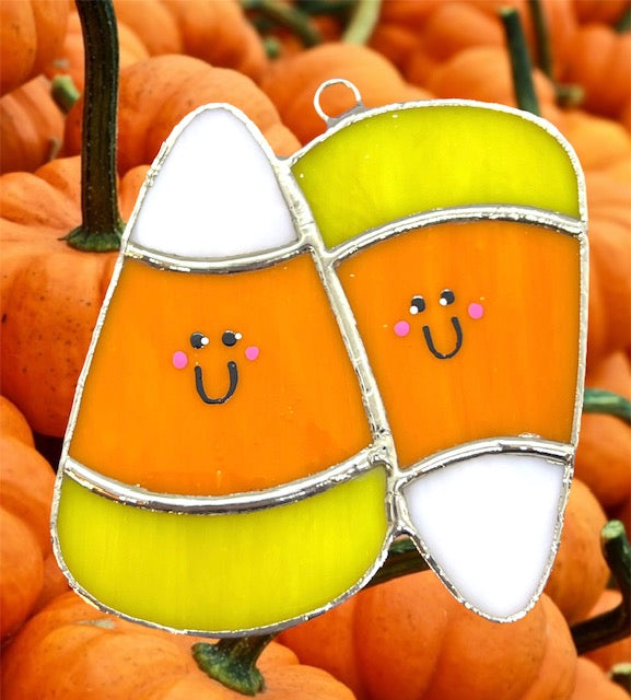Glass Cover- Candy Corn