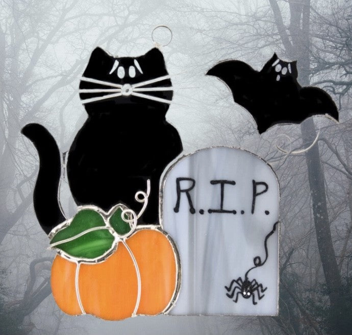 Glass Cover- Halloween Tombstone/ Pumpkin/ Bat/Cat