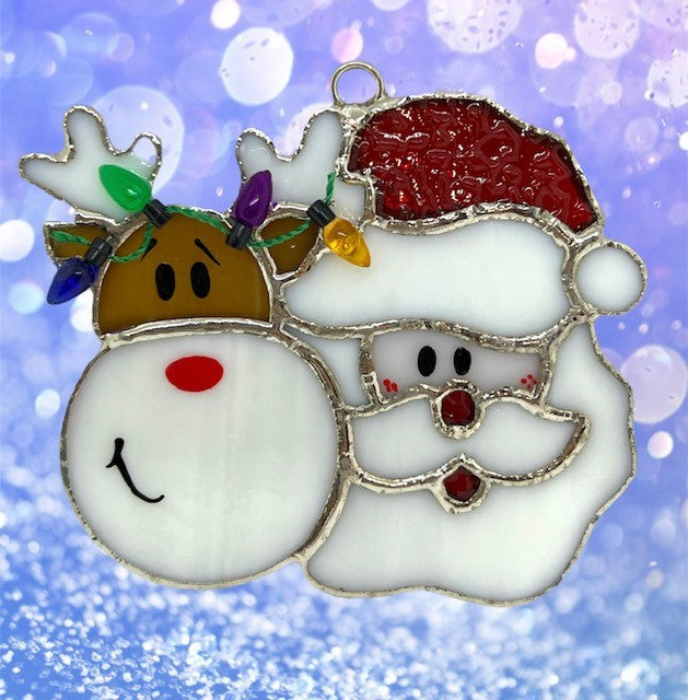 Glass Cover- Reindeer & Santa