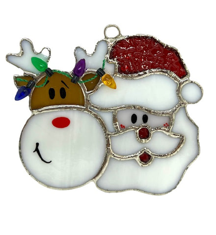 Glass Cover- Reindeer & Santa