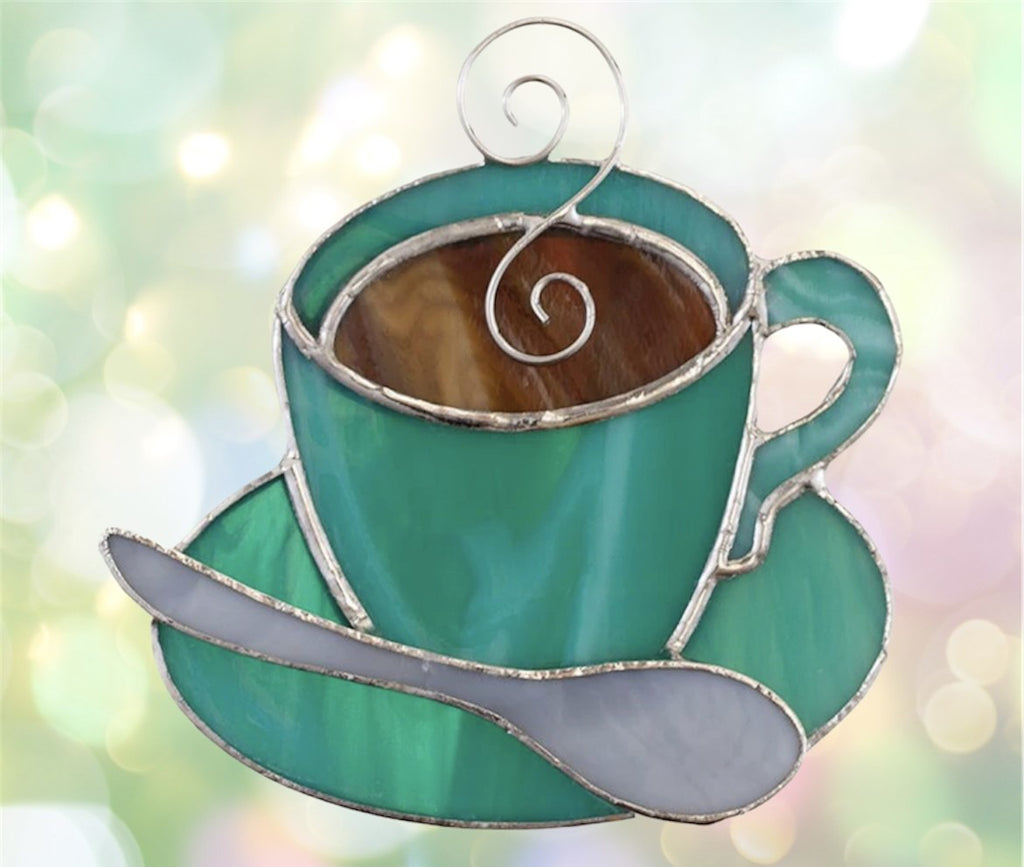 Glass Cover- Coffee Time (Teal Glass)
