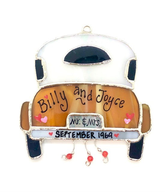 Glass Cover- Wedding Car 'Just Married'