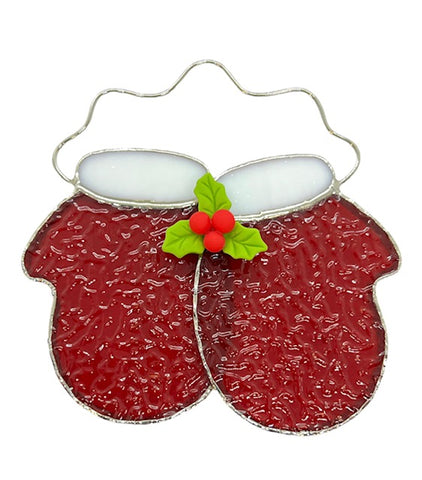 Glass Cover- Red Holiday Mittens