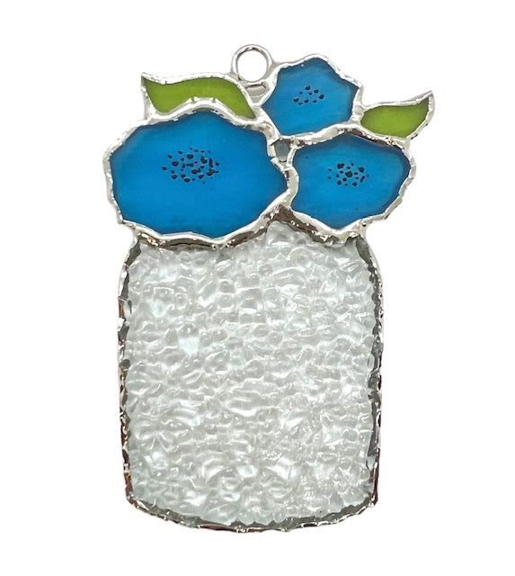 Glass Cover- Flowers Clear Ball Jar