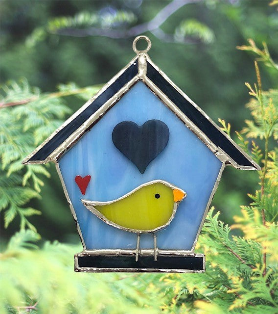 Glass Cover- Birdhouse with Heart