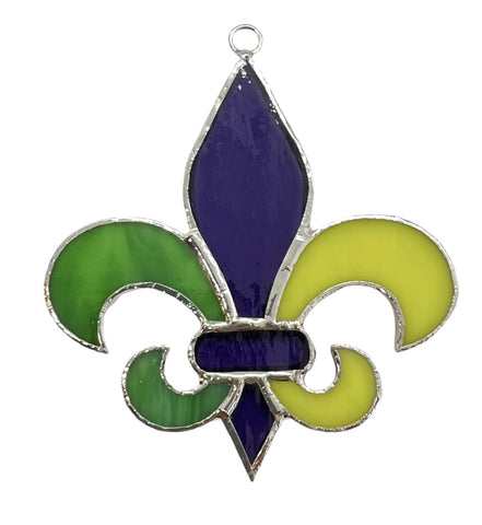 Glass Cover- Mardi Gras Fleur De Lis